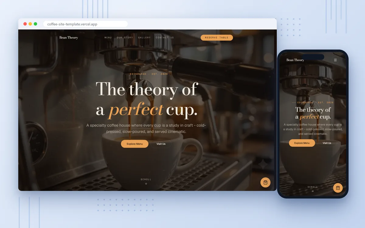 Bean Theory, Specialty Coffee House, screenshot