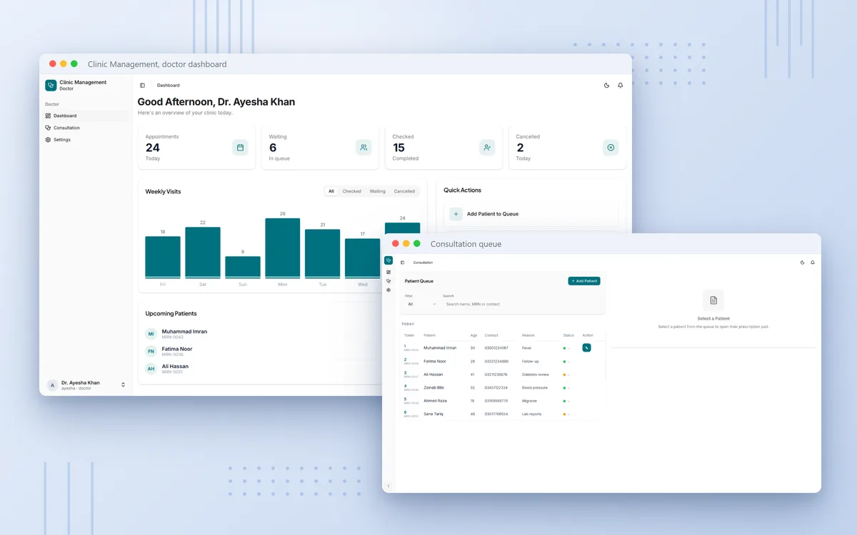 Clinic Management Platform, screenshot