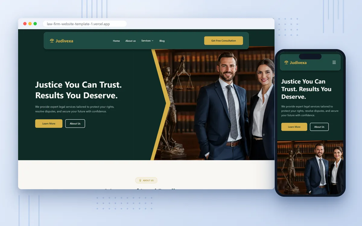 Judivexa, Full-Service Law Firm, screenshot