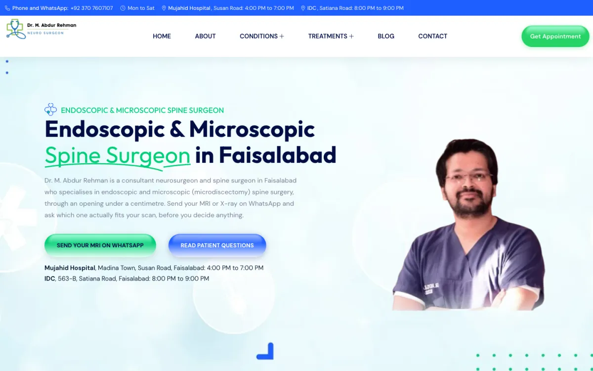 Dr. M. Abdur Rehman, Neuro & Spine, screenshot